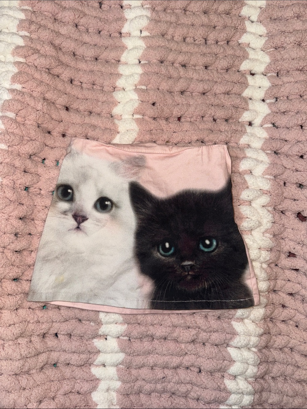 H&M Pink Skirt with White and Black Kitten Print